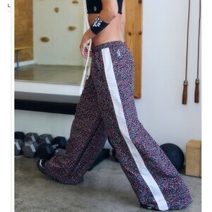 NEW! Free People Overtime Floral Wide-Leg Pants with White Stripe